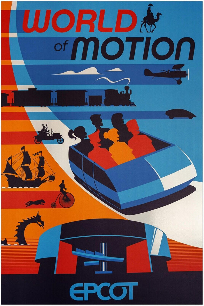 Disney Epcot Center Attraction Poster - World of Motion - Disney World D23