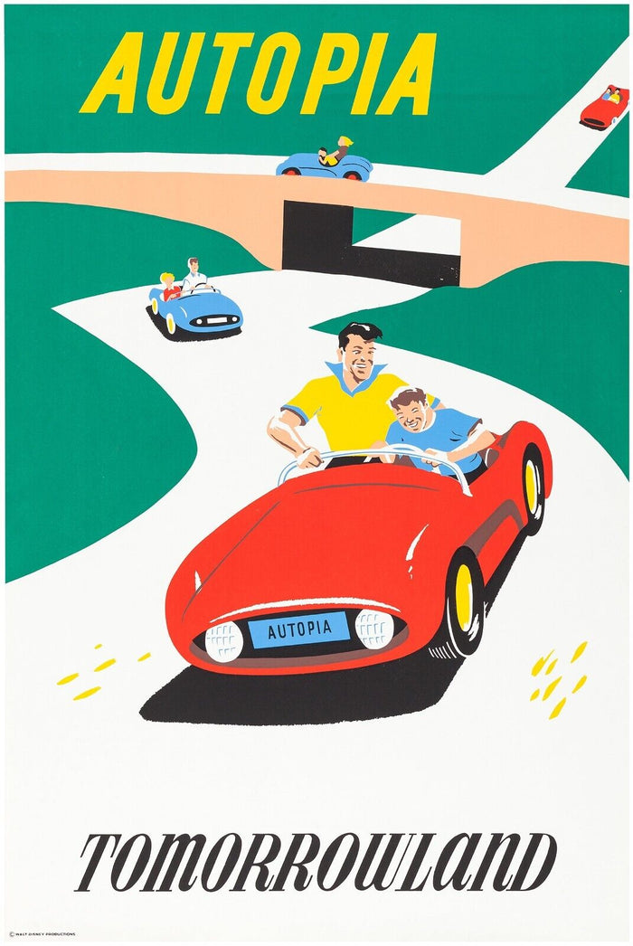 Autopia - Disneyland Attraction Poster  - Walt Disney Vintage