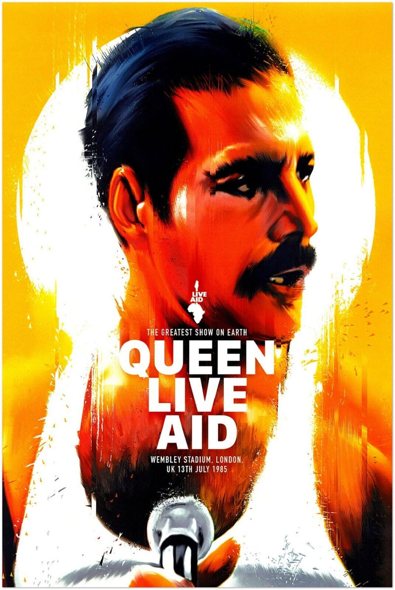 Queen Live Aid Concert Poster - Music Print, Rock Wall Art - Freddie Mercury