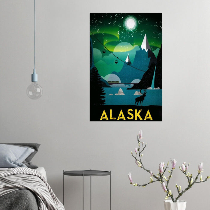 Alaska - Night - Vintage Travel Poster