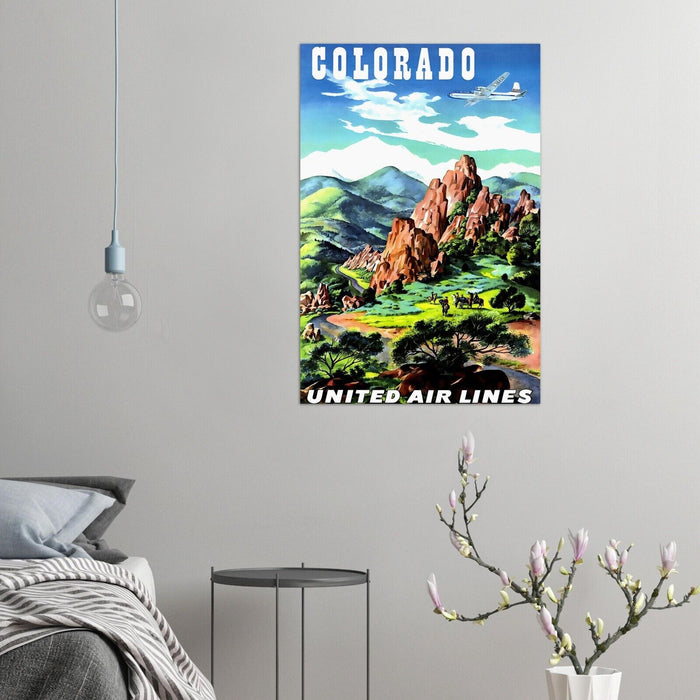 Colorado - United Airlines - Airline Vintage Travel Poster, Retro Posters