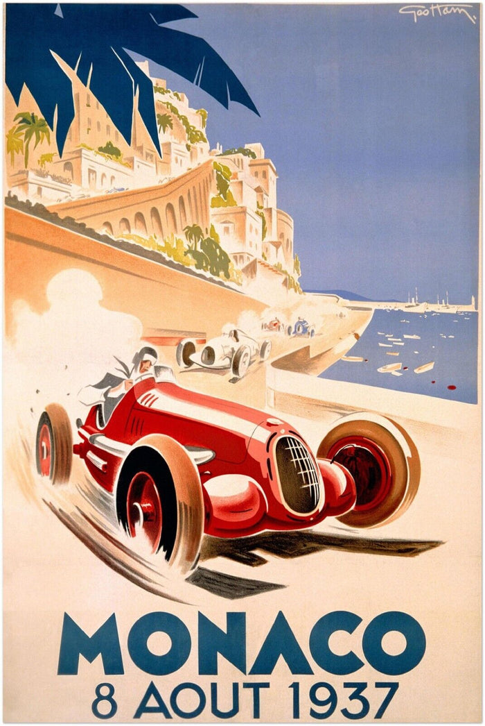 Monaco Grand Prix 1937 - Vintage Auto Racing Poster