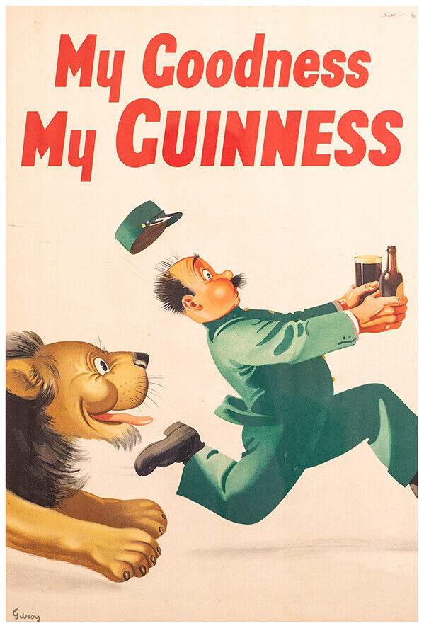 My Goodness My Guinness - Lion - Vintage Advertising Poster - Beer and Wine