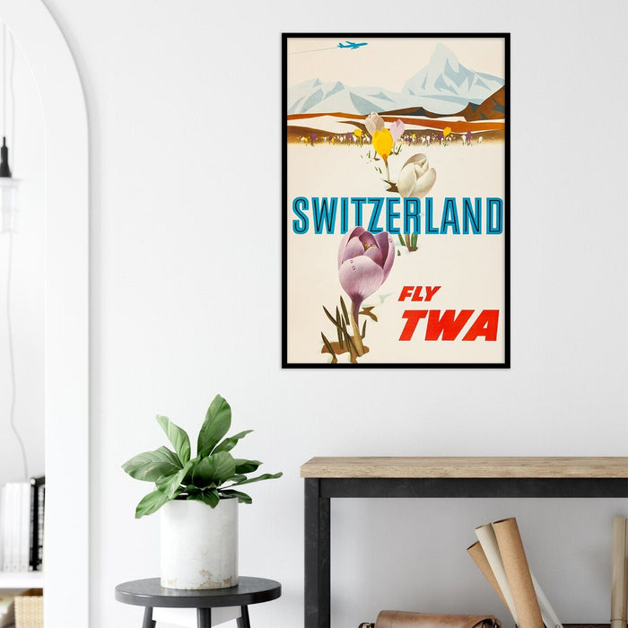 Trans World Airlines - TWA - Fly Switzerland - 1950s - Vintage Travel Poster