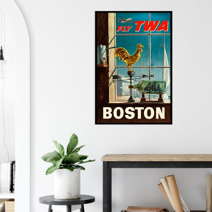 Trans World Airlines - TWA - Boston - 1950s - Vintage Travel Poster