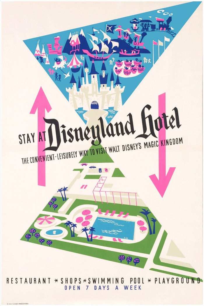 Disneyland Hotel - Disneyland Attraction Poster  - Walt Disney Vintage