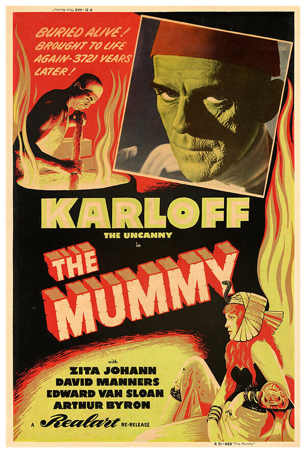 The Mummy - 1932 - Boris Karloff - US Version #2 - Vintage Classic Movie Poster