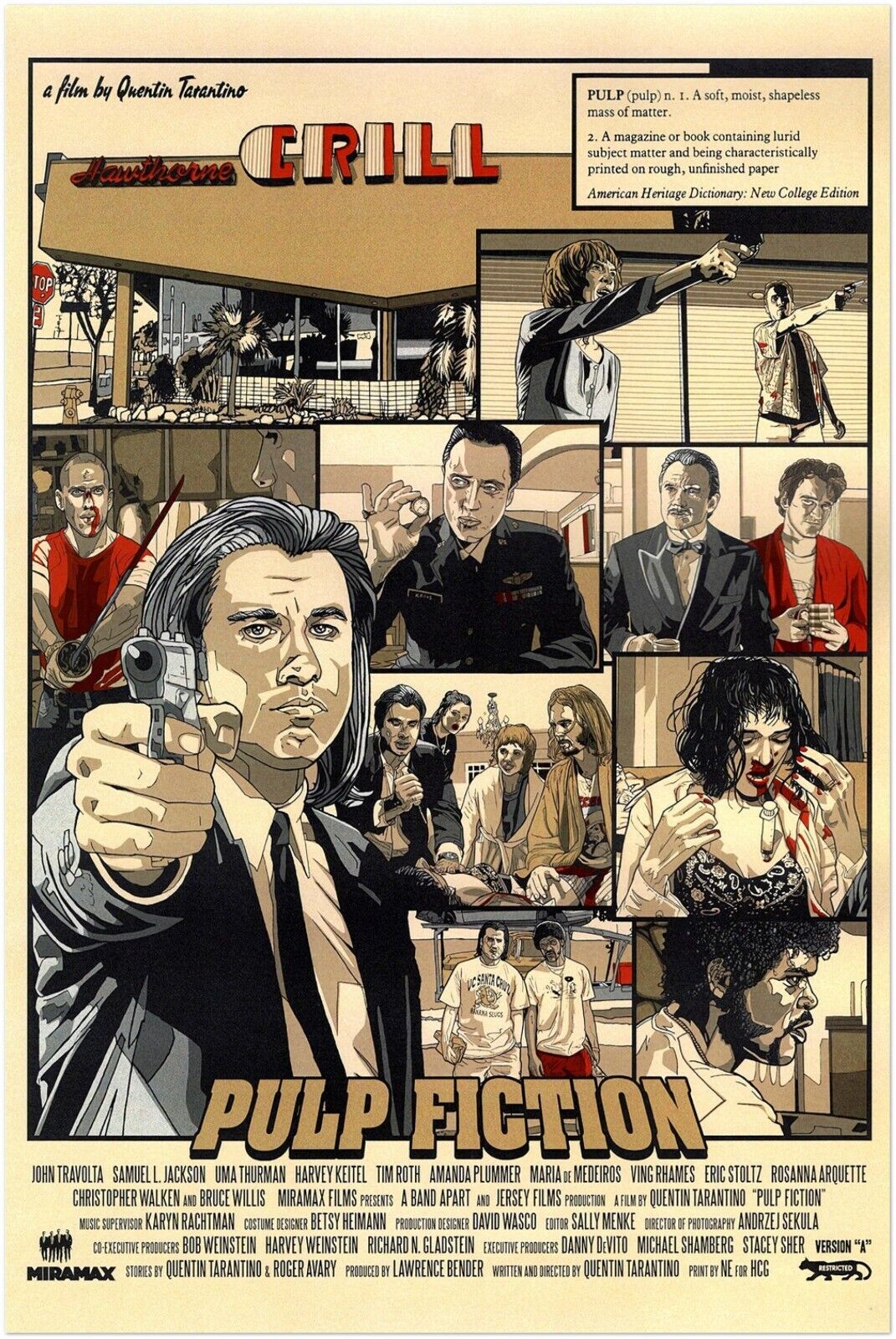 【当時物】90s PULP FICTION ORIGINAL POSTER Pulp Fiction 2 Poster A0 - Movie Art Poster in Various Sizes