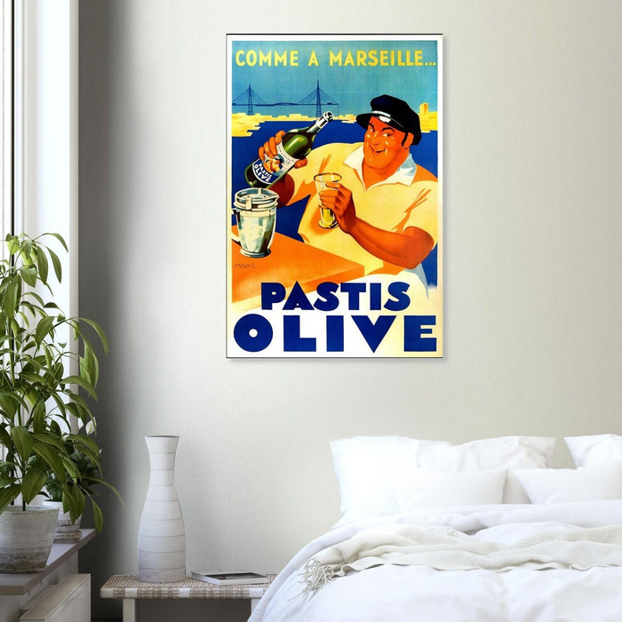 Pastis Olive - Vintage Advertising Poster - Beer and Wine Print, Wall Art