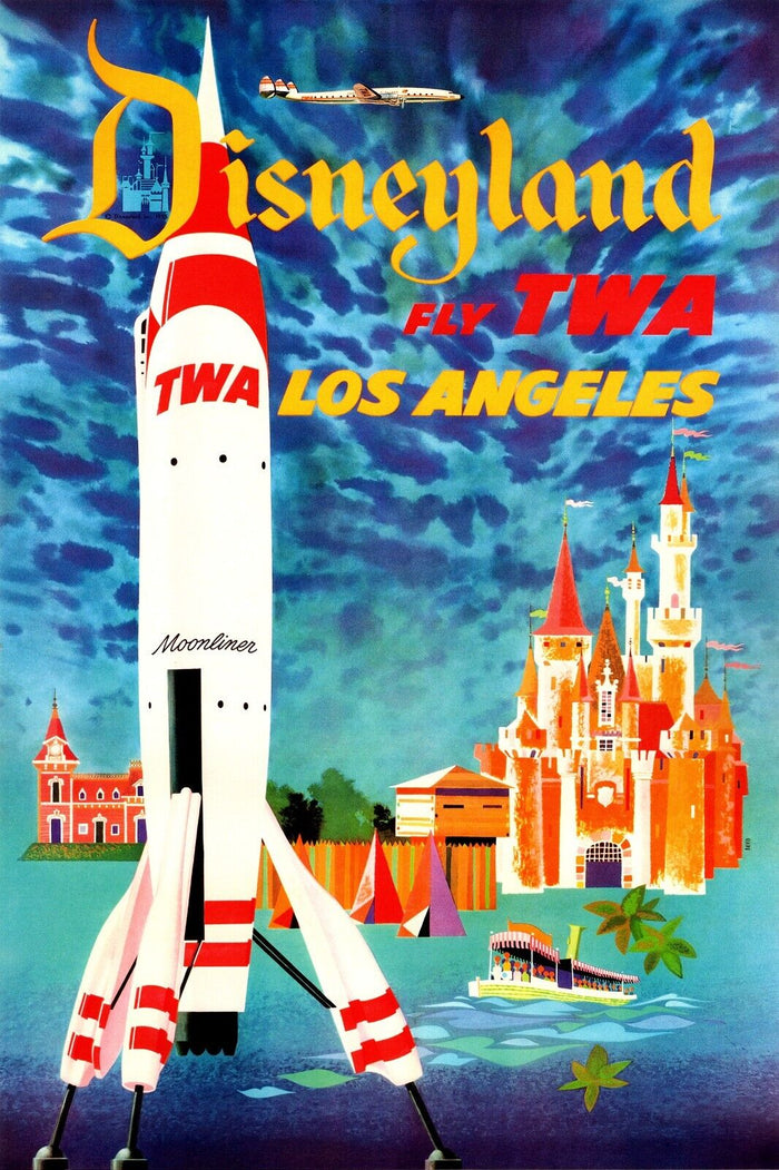 Disneyland - Los Angeles - Fly TWA - Vintage Airline Travel Poster