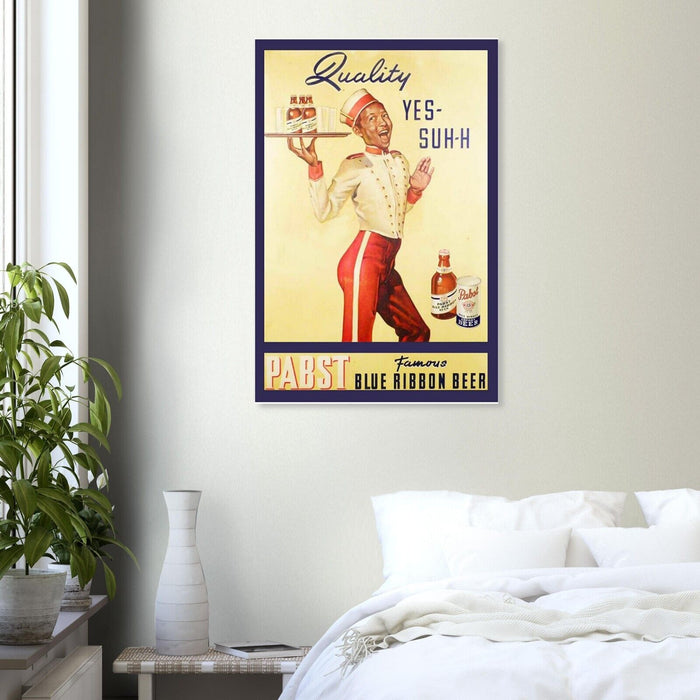 Pabst Blue Ribbon Beer- Cafe Vintage Advertising Poster - Beer and Wine Print