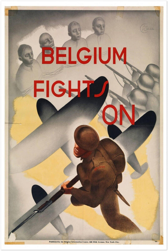 Belgium Fights On - World War 2 Poster - WW2 Vintage Poster