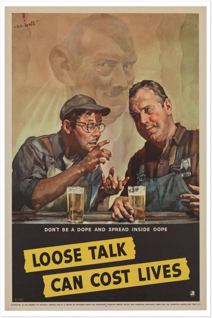 Loose Talk Can Cost Lives - World War 2 Poster - WW2 Vintage Poster