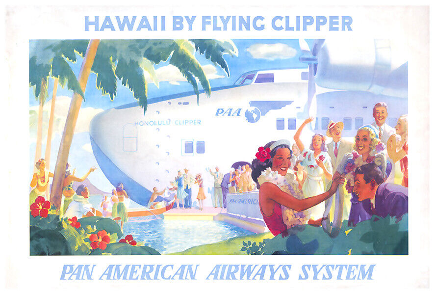 Pan American Airlines - Pan Am - Hawaii by Clipper - Vintage Travel Poster