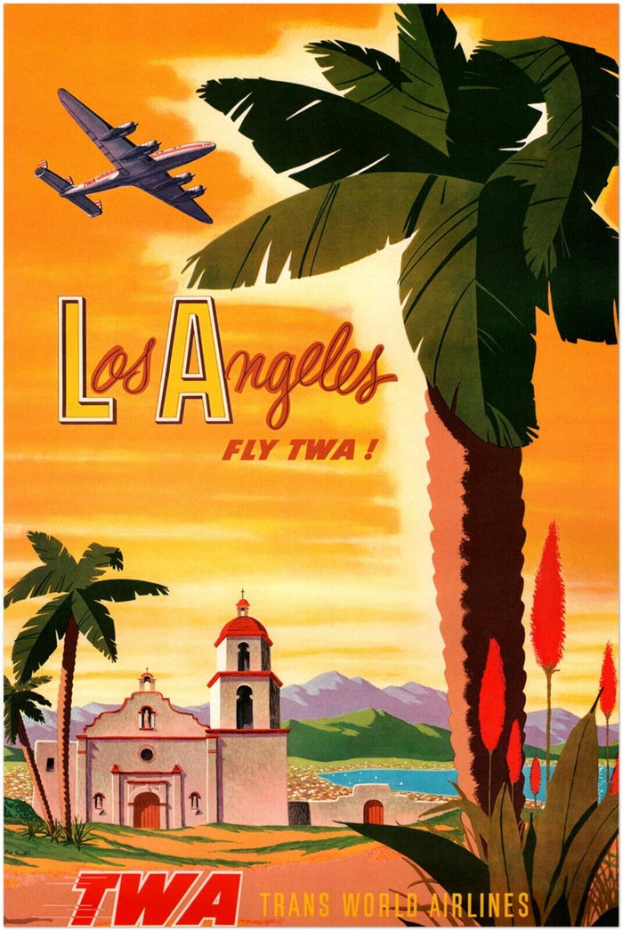 Los Angeles - California - Fly TWA - Vintage Airline Travel Poster