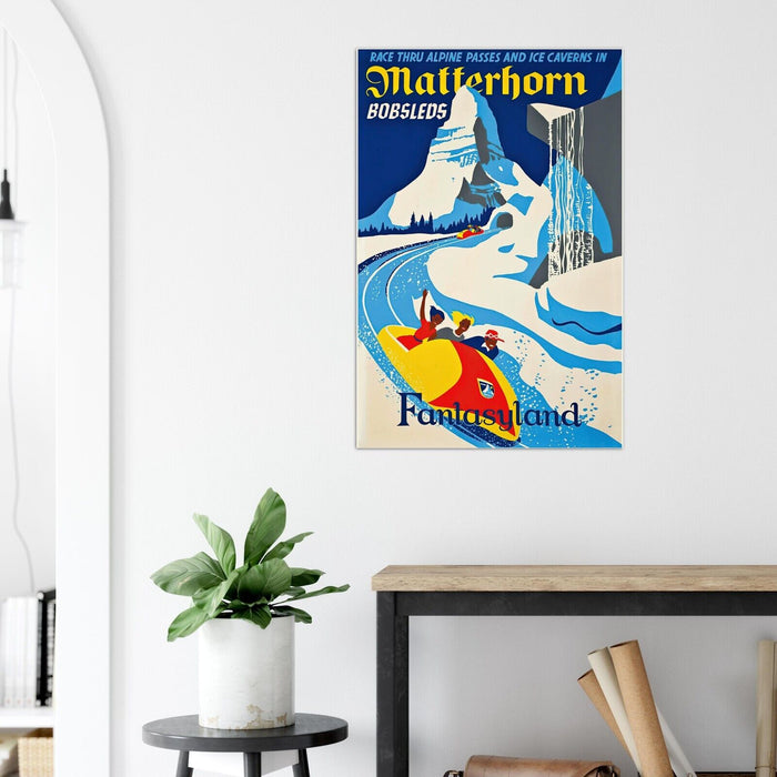 Disney Attraction Poster - Matterhorn, Retro, Disneyland Vintage Poster