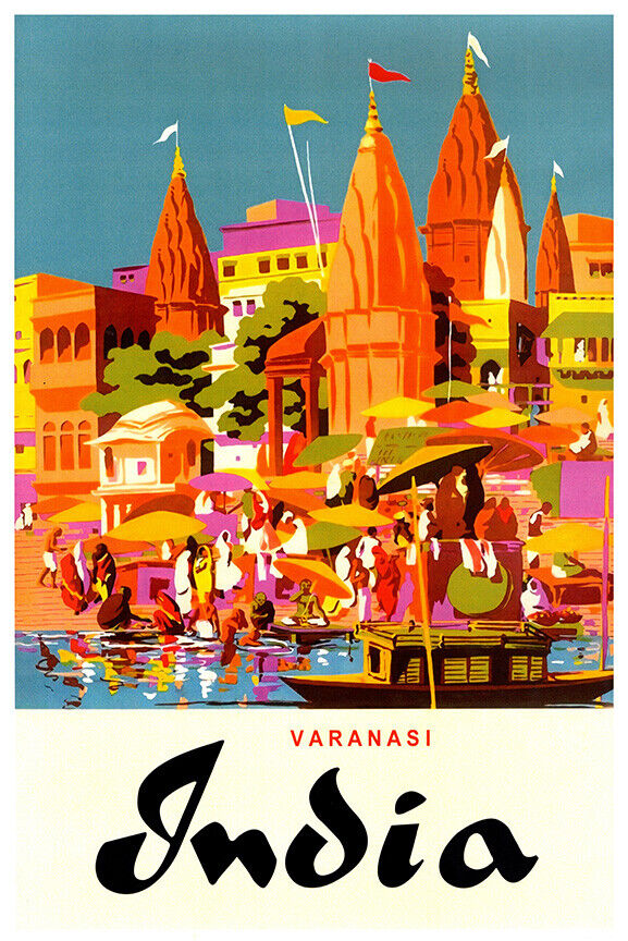 India - Varanasi  - Vintage Travel Poster