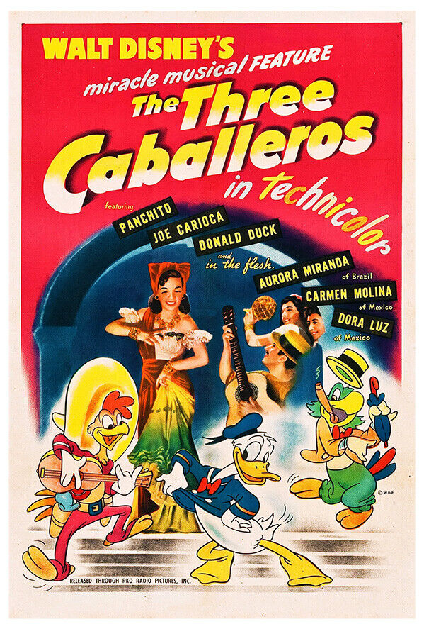 Three Caballeros - Donald Duck - 1945 - Walt Disney Cartoon - Movie Poster