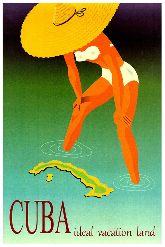 Cuba - Ideal Vacation  - Vintage Travel Poster