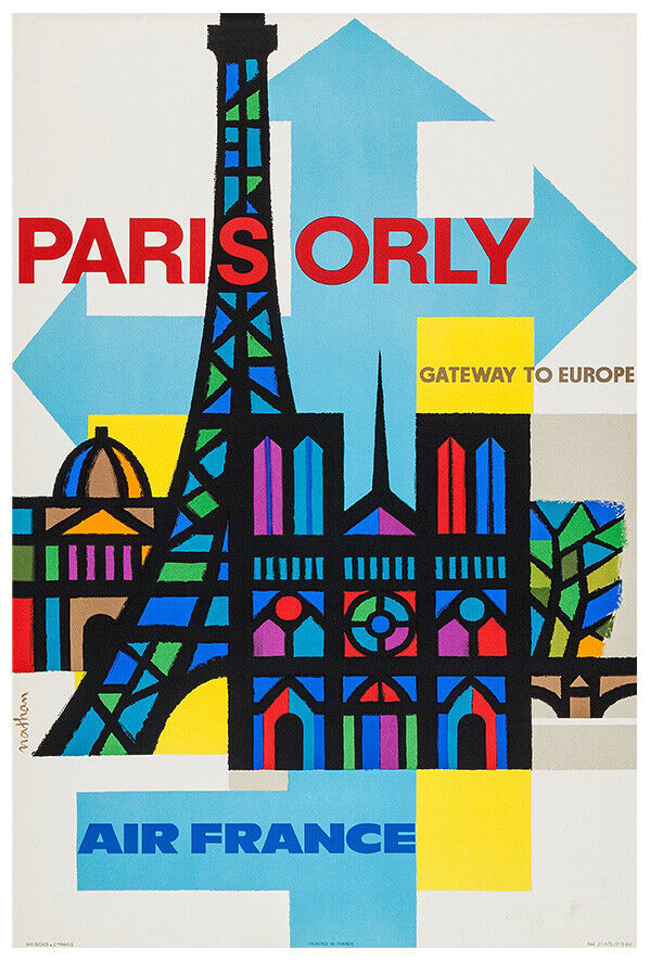 Air France - Paris to Orly - Gateway to Europe - Vintage Travel Poster