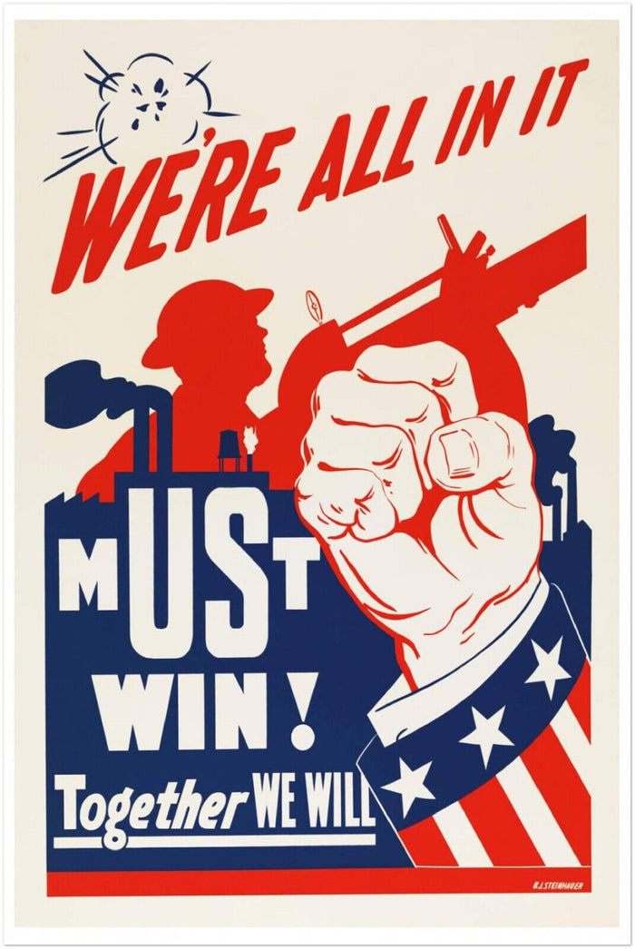 We're All In It - World War 2 Poster - WW2 Vintage Poster