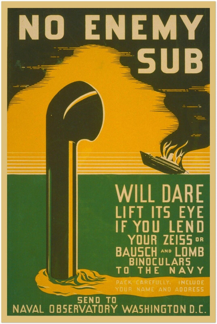 No Enemy Sub - World War 2 Era Poster - WW2 Vintage Poster