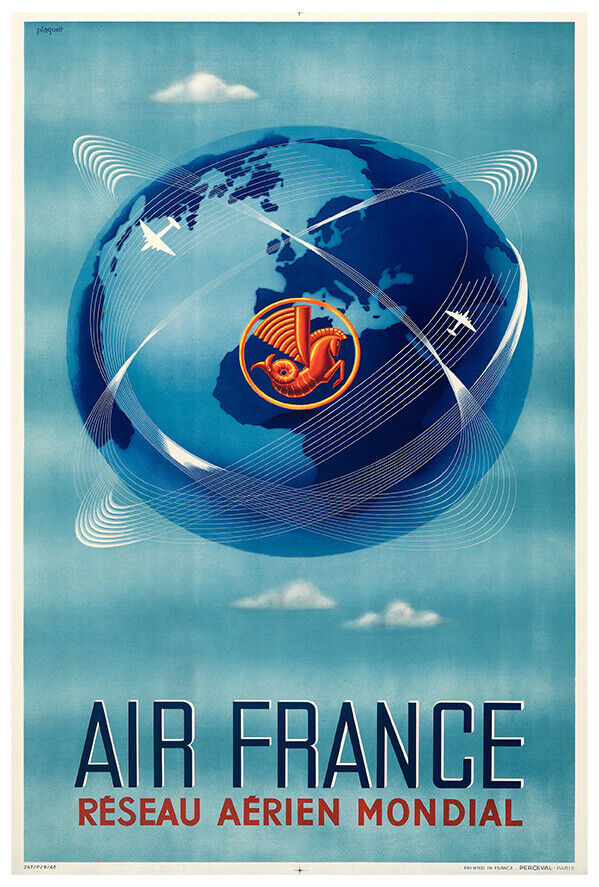 Air France - World Airline Network - 1948 - Vintage Airline Travel Poster