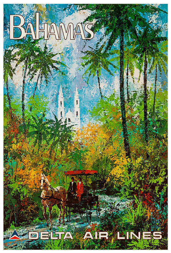 Delta Airlines - Bahamas - 1960s - Vintage Airline Travel Poster