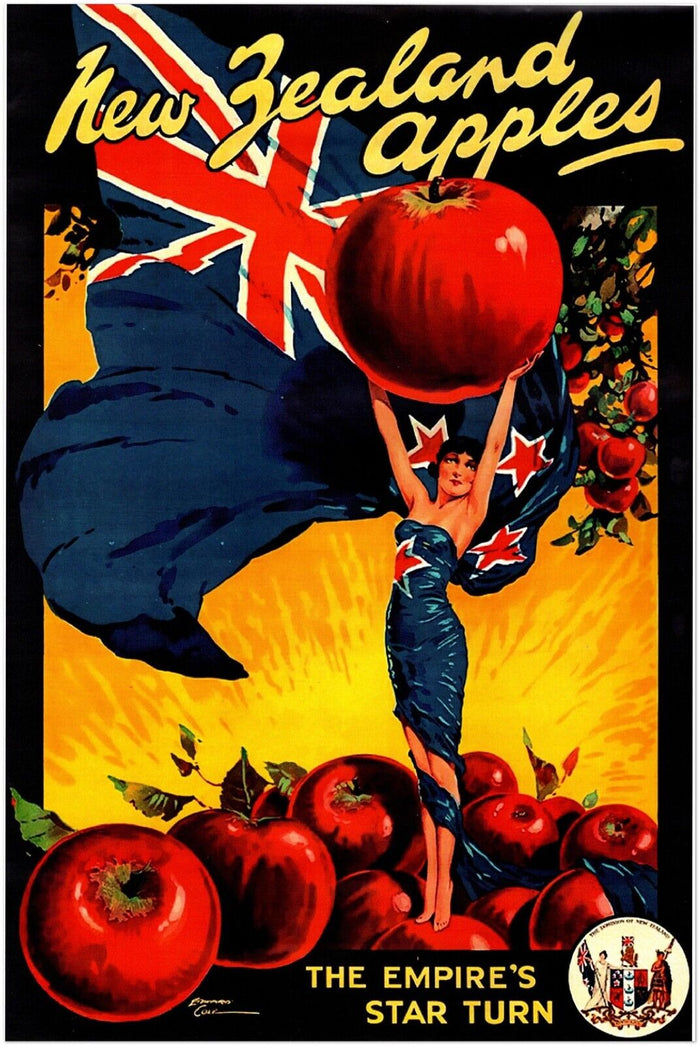 New Zealand Apples Version #2 - Vintage Travel Poster, Retro Posters