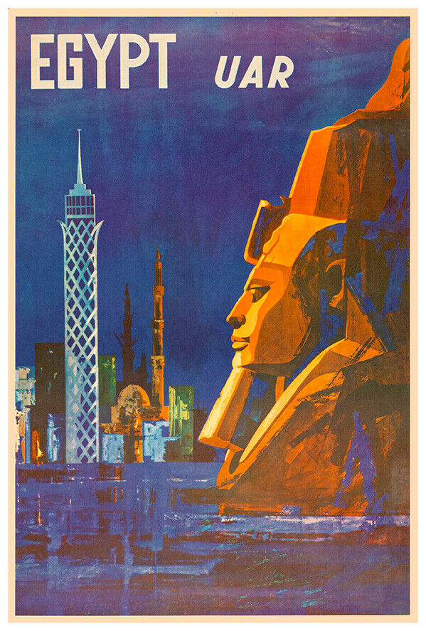 UAR  - Egypt - Egyptian Airline - 1960 - Vintage Airline Travel Poster