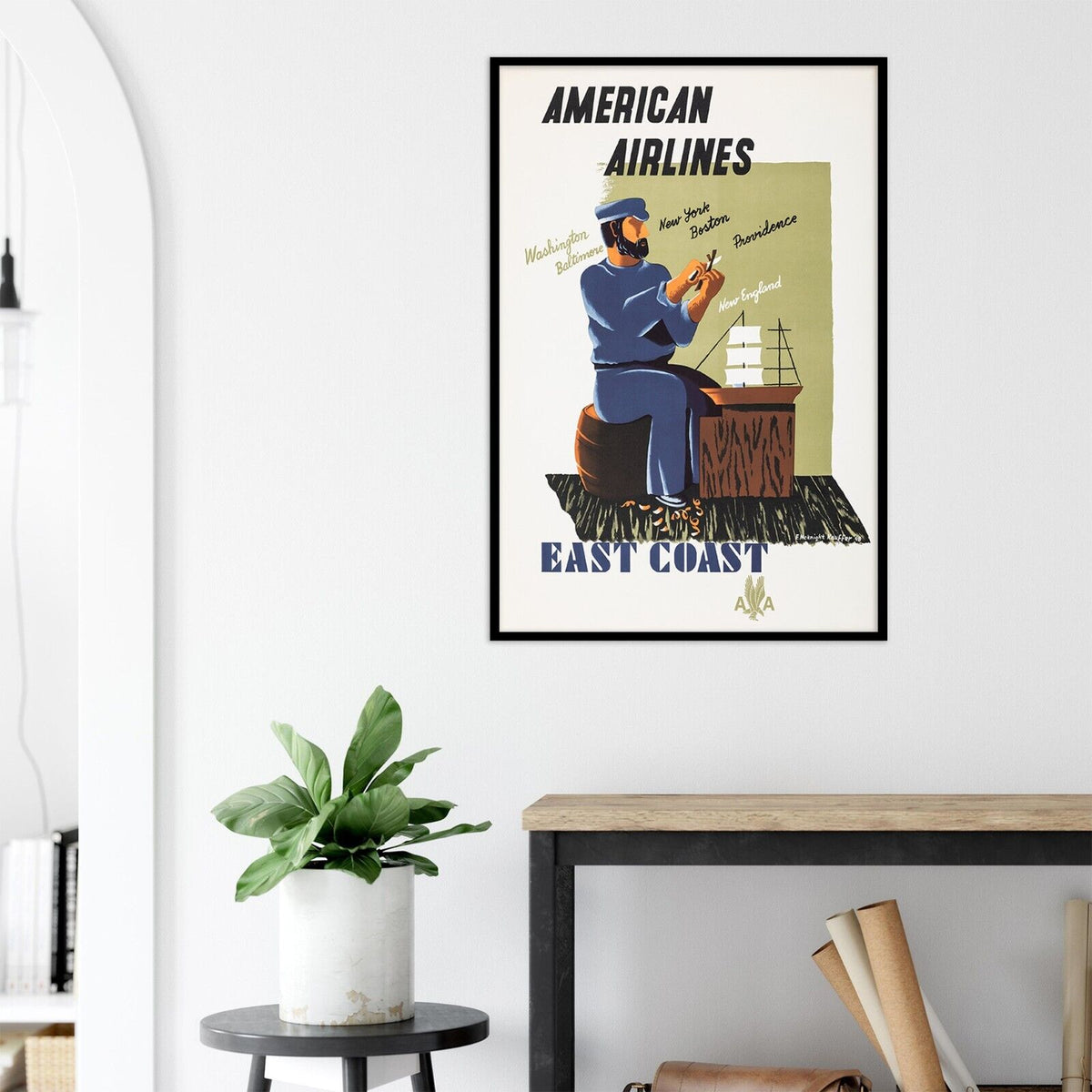 American Airlines - East Coast  - Vintage Airline Travel Poster