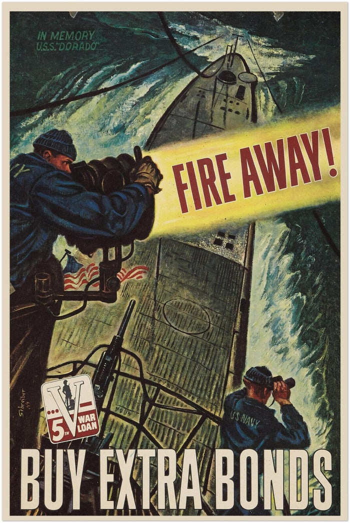 Fire Away - War Bonds - World War 2 Poster - WW2 Vintage Poster