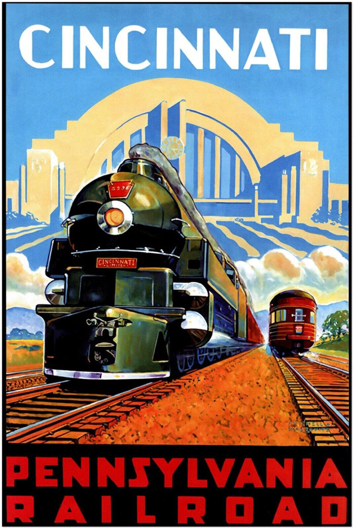 Cincinnati - Pennsylvania Railroad - Vintage Travel Poster