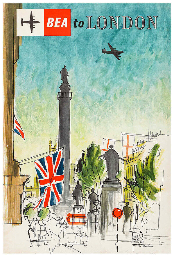 BEA - British European - To London - 1960s - Vintage Airline Travel Poster