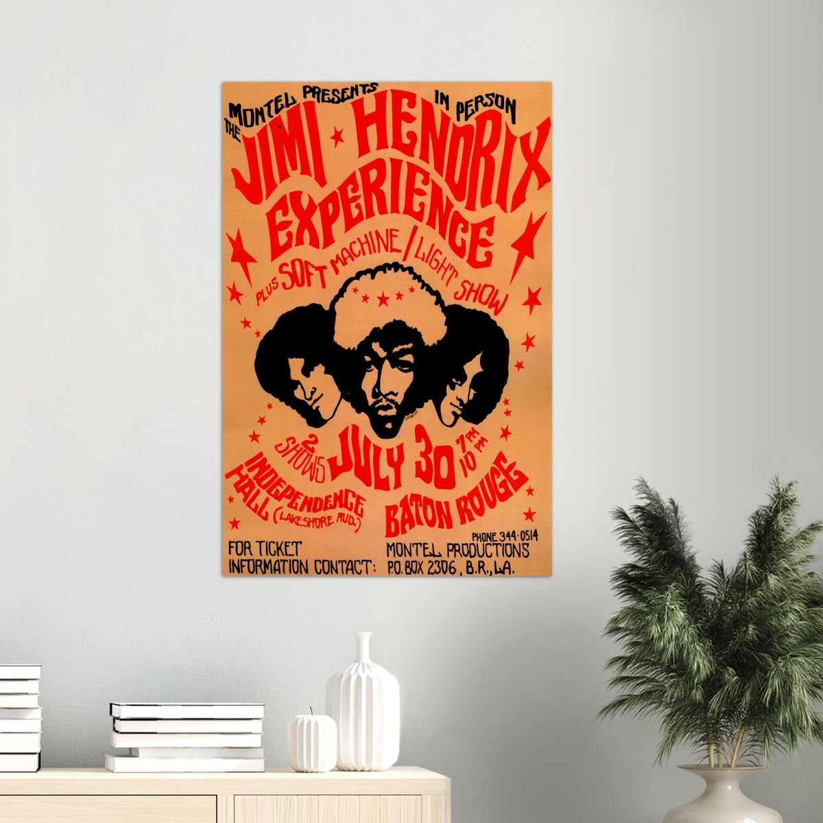 Jimmy Hendrix Concert Poster - Baton Rouge - Music Print, Rock Wall Art