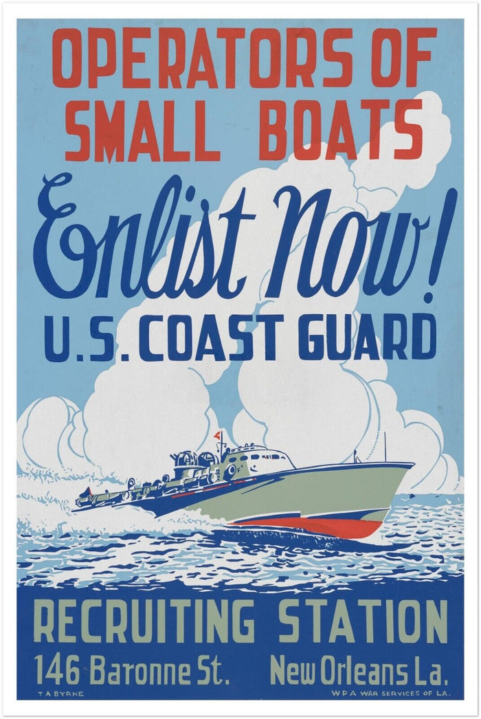 Enlist Now Coast Guard - World War 2 Poster - WW2 Vintage Poster