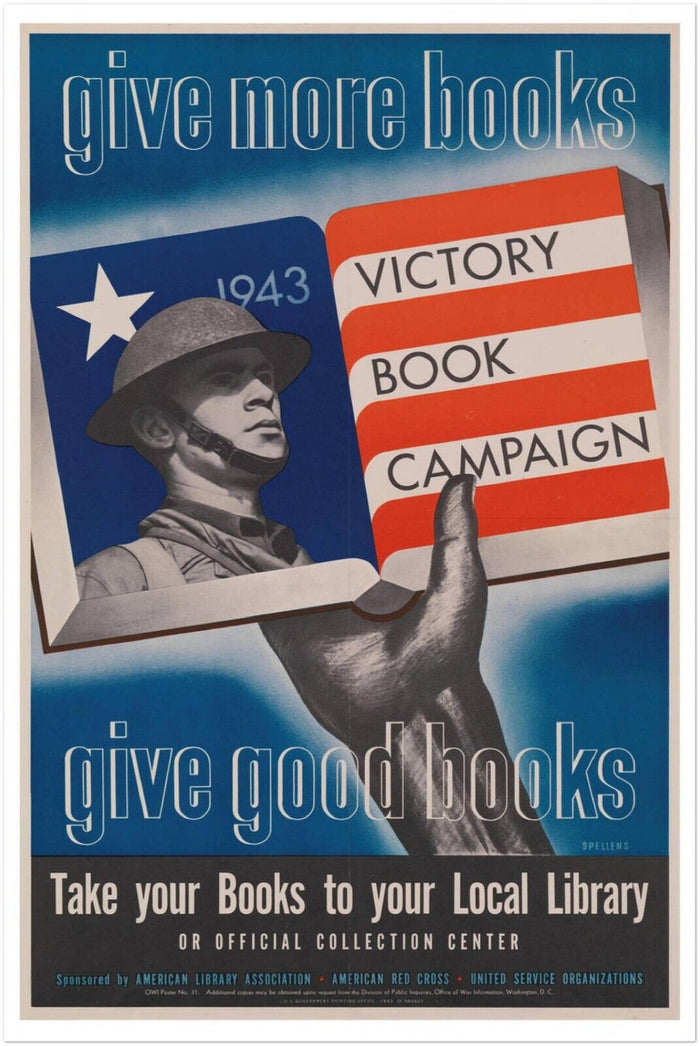 Give More Books - World War 2 Poster - WW2 Vintage Poster