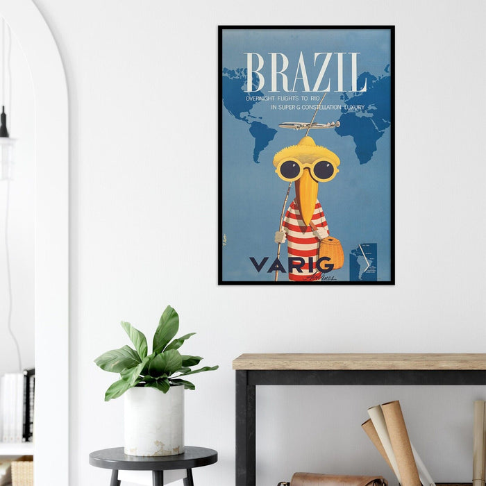 Varig - Brazilian Airway - Brazil - 1950 - Vintage Airline Travel Poster