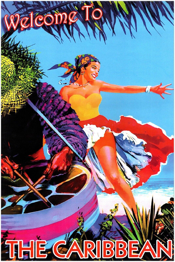 Welcome to the Caribbean - Vintage Travel Poster