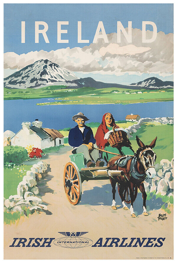 Irish Airlines - Ireland - 1960s - Vintage Airline Travel Poster