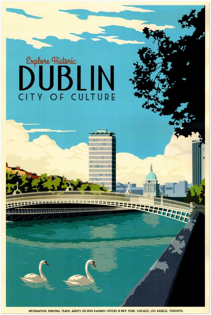 Dublin - Ireland Vintage Travel Poster