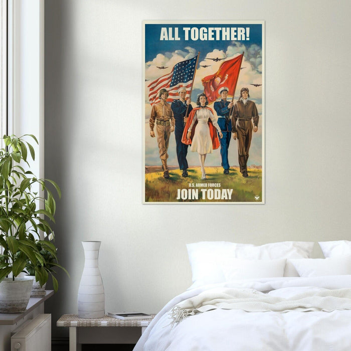 All Together - World War 2 Poster - WW2 Vintage Poster