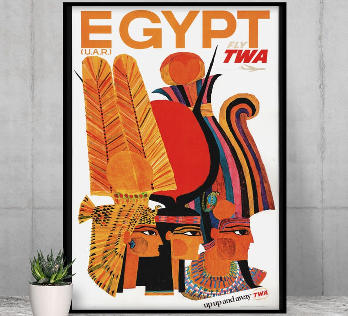 Egypt - Pharaohs - Fly TWA - Vintage Airline Travel Poster