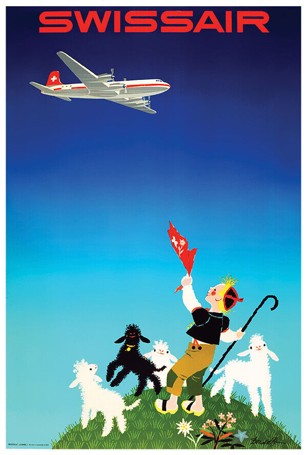 Swissair - Airline of Switzerland #2 - 1960s - Vintage Airline Travel Poster