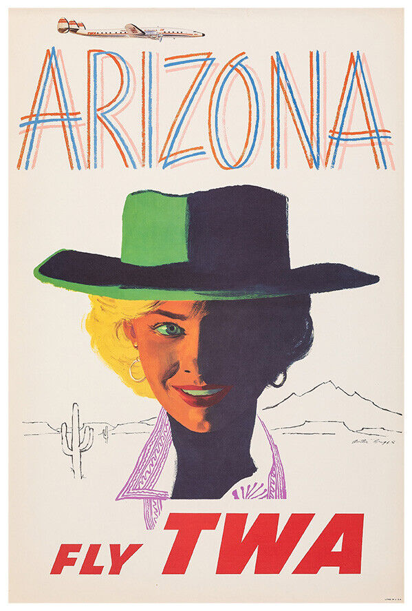 Trans World Airlines - Fly TWA - Arizona - 1950s - Vintage Travel Poster