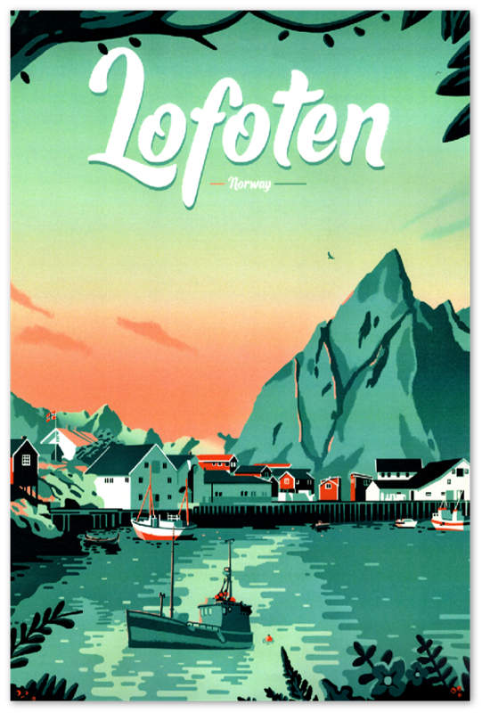 Travel Posters Lofoten - Norway Vintage Travel Poster