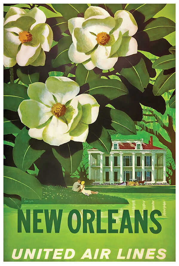 United Airlines - New Orleans - 1960s - Vintage Travel Poster