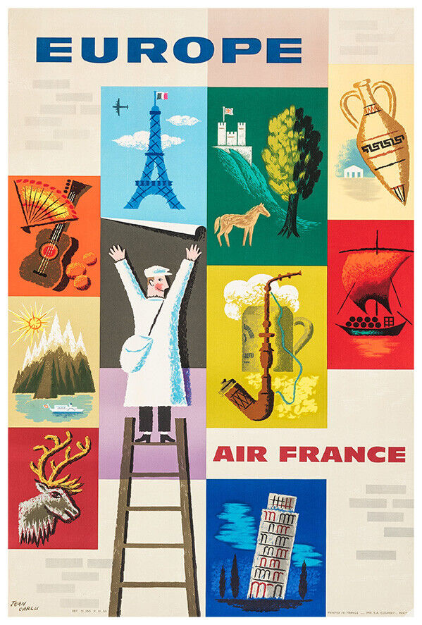 Air France - Europe - Vintage Airline Travel Poster