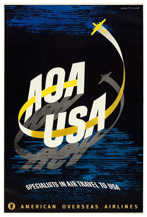 American Overseas Airline - Specialist in Air Travel - Vintage Travel Poster