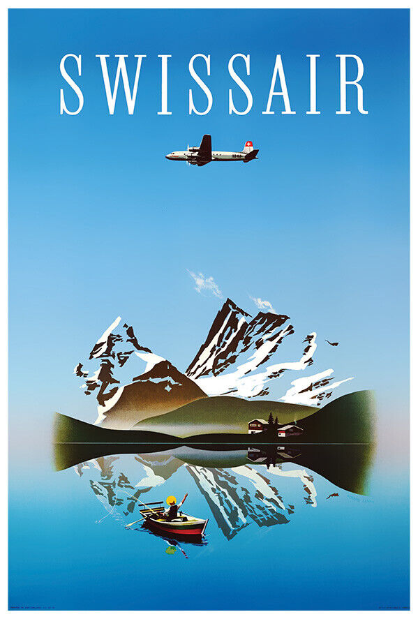 Swissair - Switzerland Airline - 1960s - Vintage Airline Travel Poster